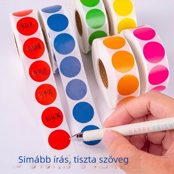 Kerek címkék tekercsen, öntapadók, üres íráshoz, nyomtathatók (forma: kör; formátum: tekercs; ragasztó: öntapadós; írás: üres; nyomtatás: lehetséges)