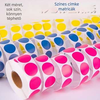 Kerek címkék tekercsen, öntapadók, üres íráshoz, nyomtathatók (forma: kör; formátum: tekercs; ragasztó: öntapadós; írás: üres; nyomtatás: lehetséges)