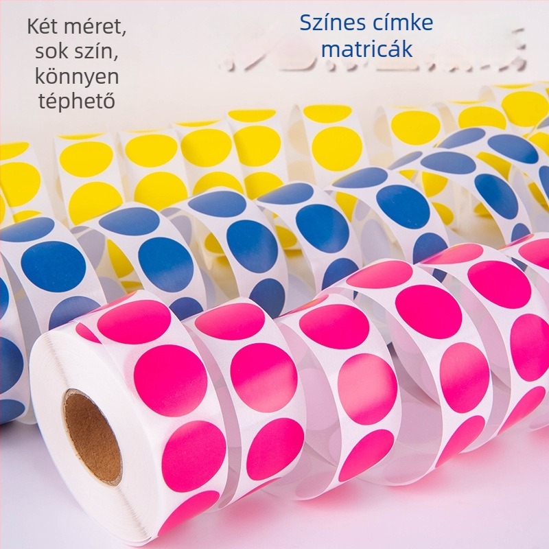 Kerek címkék tekercsen, öntapadók, üres íráshoz, nyomtathatók (forma: kör; formátum: tekercs; ragasztó: öntapadós; írás: üres; nyomtatás: lehetséges)