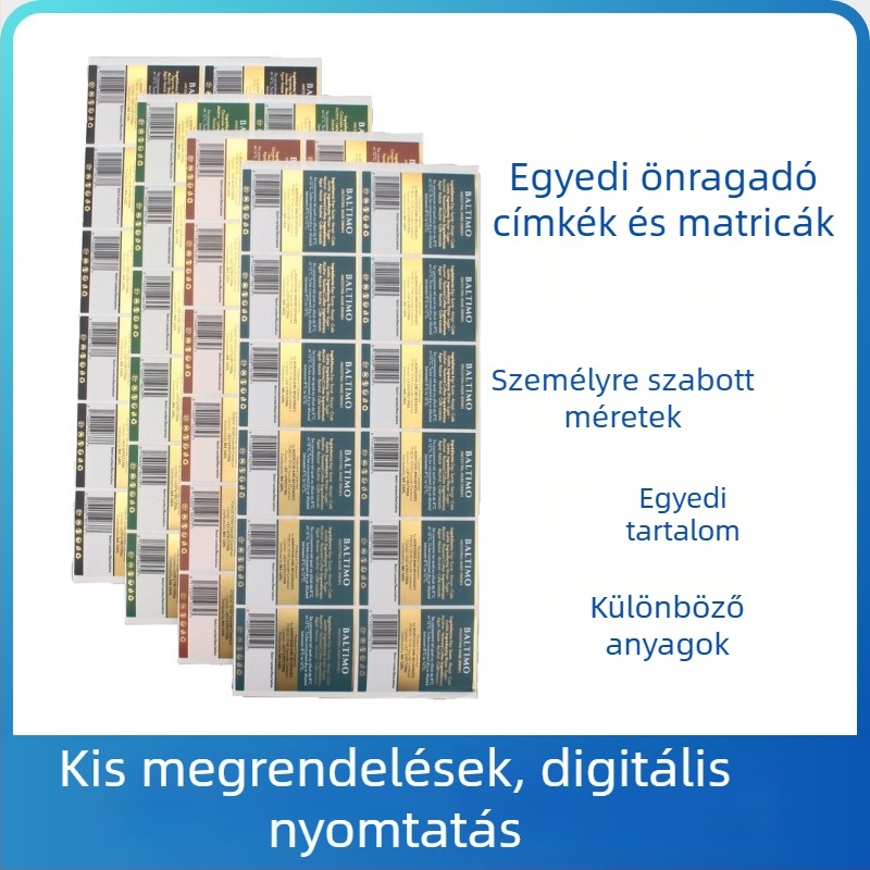 Öntapadós címke nyomtató tekercs, körasztalú forma, matt film, törékeny papír, eltávolítható ragasztó, modell KY-1102