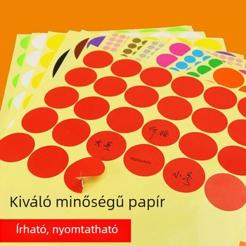 A5 kerek színű címkék, öntapadós, üres, kevert színek
