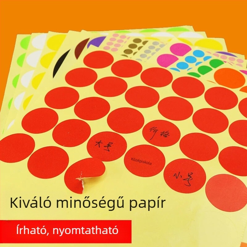 A5 kerek színű címkék, öntapadós, üres, kevert színek