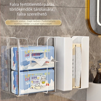 Fali tároló doboz a fürdőszobába, téglalap alakú PET, nyitott kialakítás, 2 tekercs kapacitás, modern egyszerű stílus