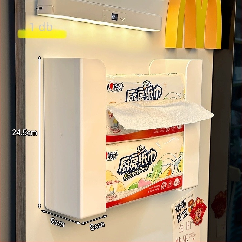 Fali tároló doboz a fürdőszobába, téglalap alakú PET, nyitott kialakítás, 2 tekercs kapacitás, modern egyszerű stílus