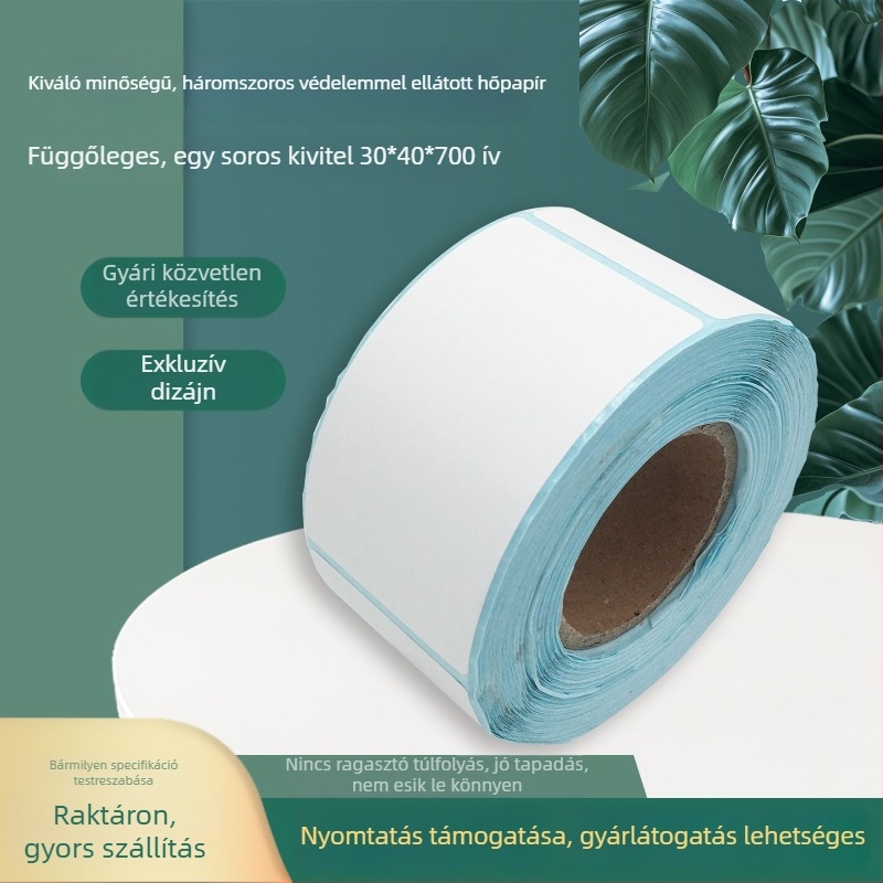 Háromvédelmi termál címke papír, 30×40 mm, 700 darab, színes vonalkód címkék és kézzel írt bélyeg matricák