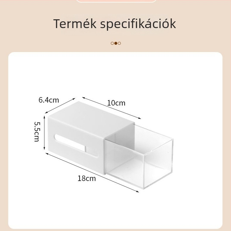 Műanyag falra szerelhető tároló doboz vattapálcikákhoz és kellékekhez, fúrás nélkül, kihúzható fiókkal