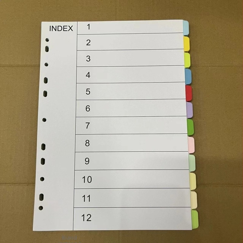 Fájl index tabok 11 lyukas kivitelben, 12 oldalas elválasztóval, osztályozó címke papír