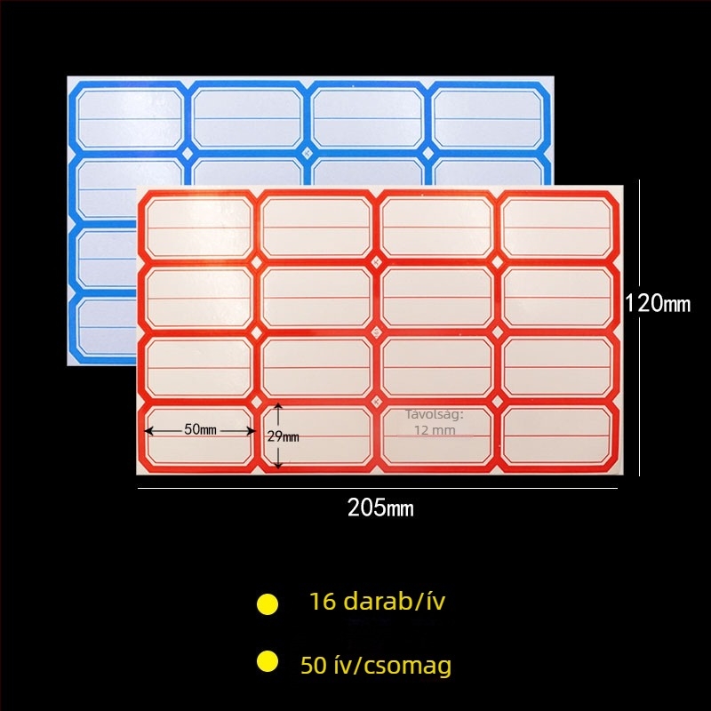 29x50 mm kézzel írt öntapadós címkék, 50 lap név- és ár címkékhez