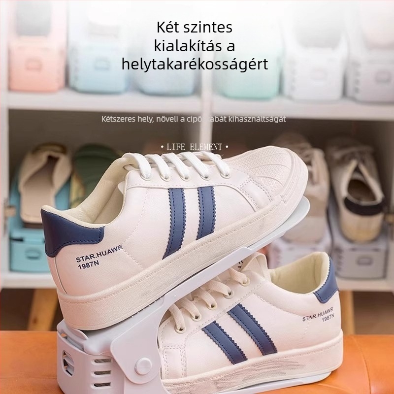 Összecsukható műanyag cipőállvány rétegezett elválasztókkal, gyors összeszerelés a bejárathoz