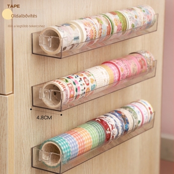 Fali szerelésű washi tape tároló, Long Strip modell, PET anyag, fúrás nélkül