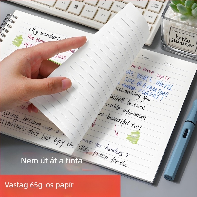 Spirálkötésű jegyzetfüzet B5 méretben, diákok számára, vonalas jegyzetfüzet, egyszerű napló vizsgaidőszakra