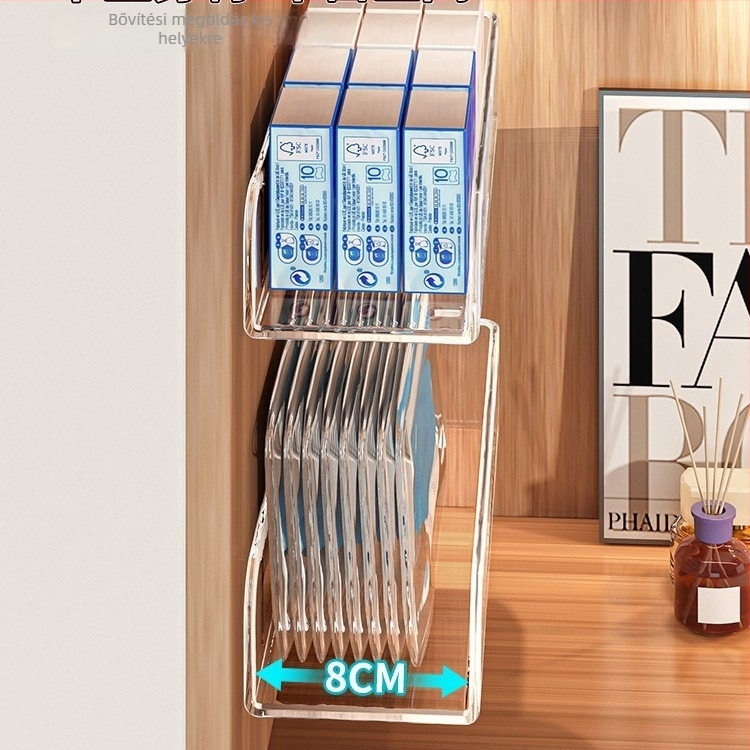 Falra szerelhető bejárati tárolódoboz - PET anyagból, fedél nélkül, 1 rekesz papírzsebkendőnek, kulcsoknak és apróságoknak; modern minimalista dizájn