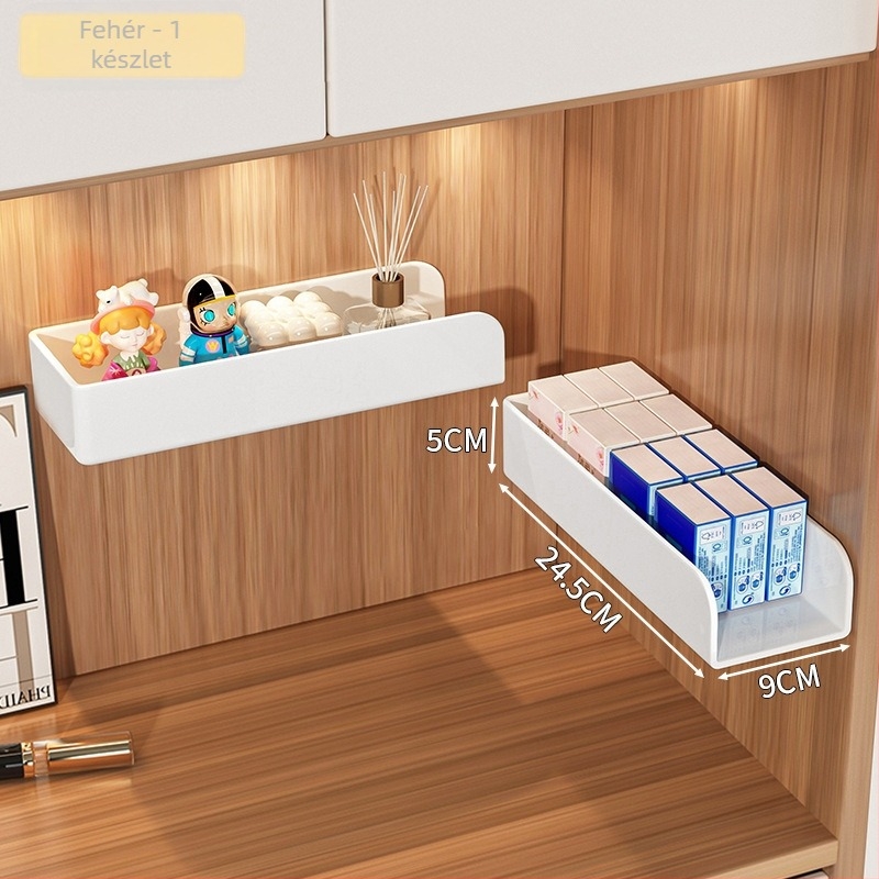 Falra szerelhető bejárati tárolódoboz - PET anyagból, fedél nélkül, 1 rekesz papírzsebkendőnek, kulcsoknak és apróságoknak; modern minimalista dizájn