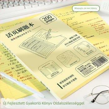 Siben jegyzetfüzet ragasztott kötésű, 80 gsm vékony és ropogós papír, 100–200 oldal