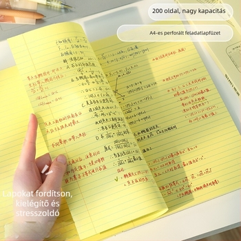 Siben jegyzetfüzet ragasztott kötésű, 80 gsm vékony és ropogós papír, 100–200 oldal
