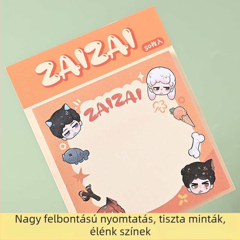 Személyre szabott karikatúrás jegyzetfüzet hátlapi kártyával, ragasztómentes jegyzetek, színes nyomtatású fedél