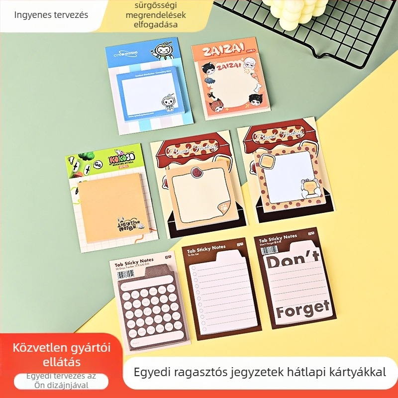 Személyre szabott karikatúrás jegyzetfüzet hátlapi kártyával, ragasztómentes jegyzetek, színes nyomtatású fedél