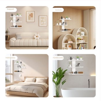 Fali Nordic stílusú 3‑rétegű PVC tároló (PVC; 3 réteg; falra szerelhető)