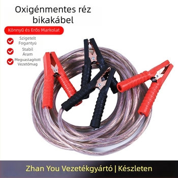 Oxigénmentes réz összekötő vezeték krokodilklipszekkel autóakkumulátorhoz