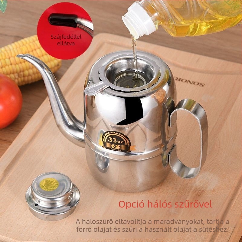 Rozsdamentes acél olajtartó edény – beépített olaj ecsettel, új chinoiserie stílus