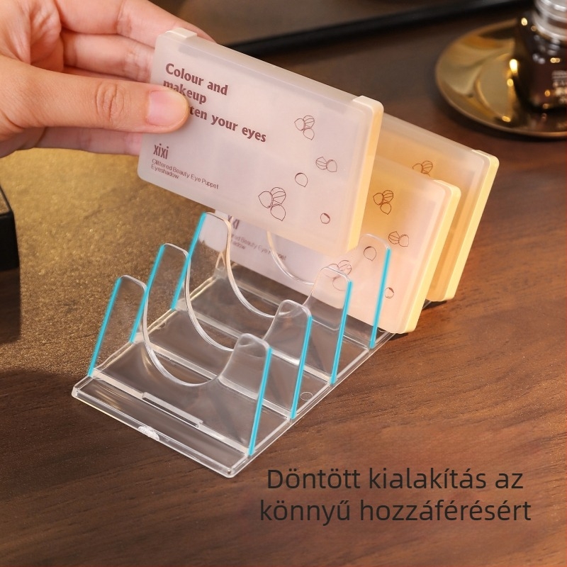 Akril szemhénpaletta tároló állvány púder elválasztóval, asztali smink szervező, műanyag, 1 réteg, 100% új anyag
