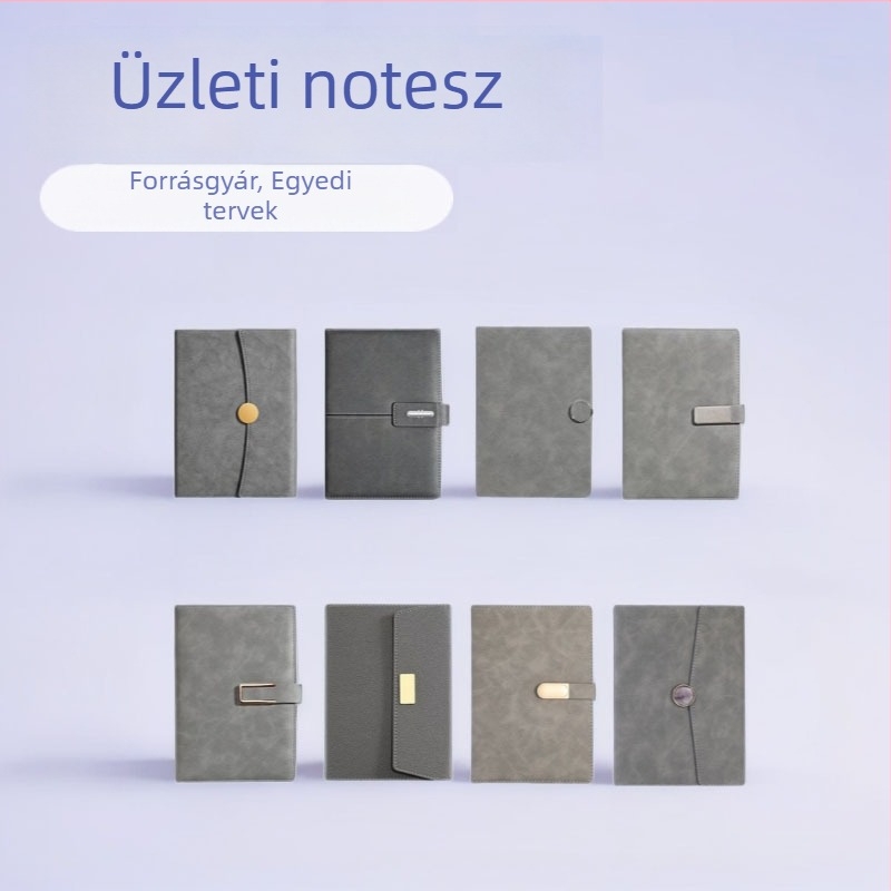Személyre szabott üzleti jegyzetfüzet találkozókhoz, kötés szabadoldalas, műbőr borító, 100–200 oldal, 80 gsm papír, logóval