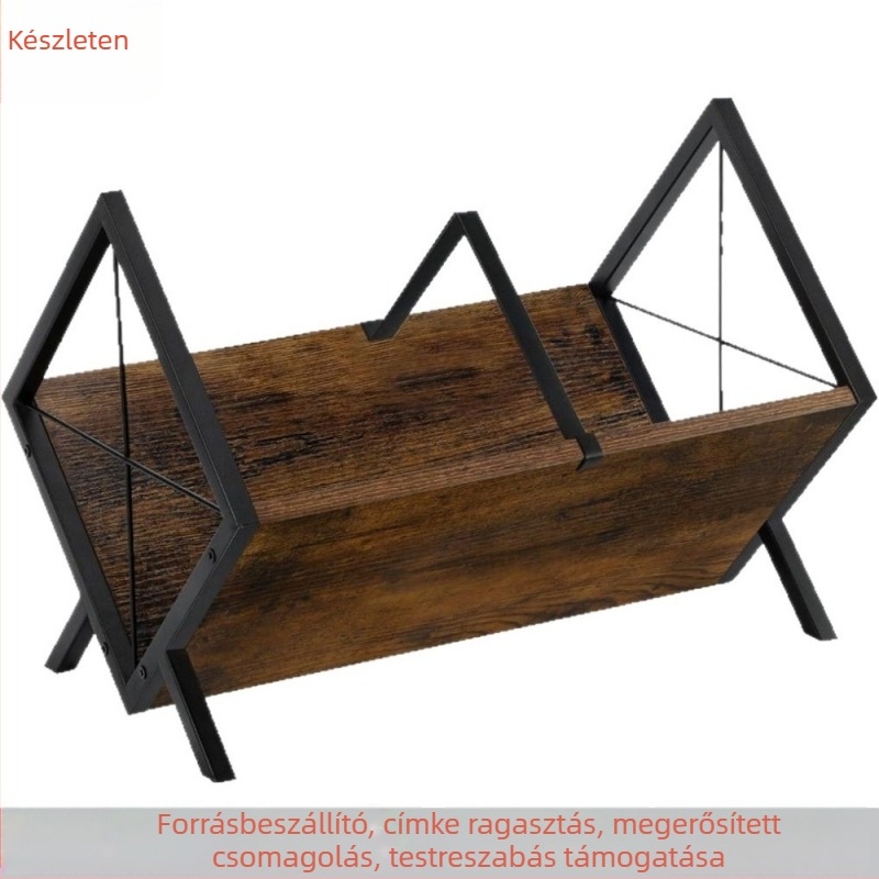 Asztali vinyl lemez tartó, vas és fa, Zakka stílus, 1‑szintes kijelző, hordozható és forgatható