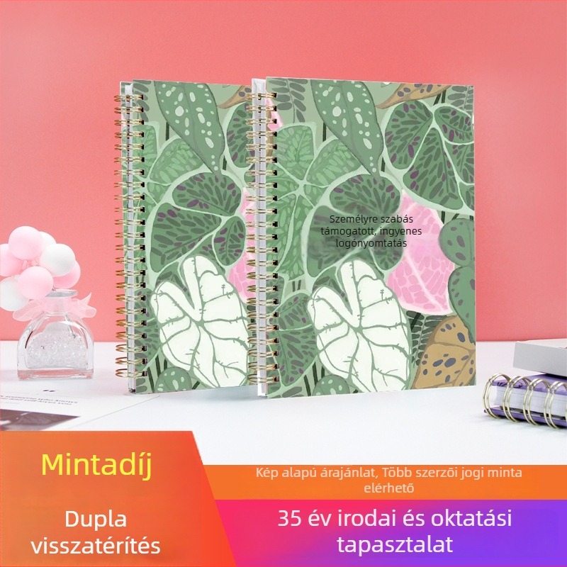 Kemény kötésű spirálfüzet logónyomással, 200 oldal, 100 g papír, testreszabható