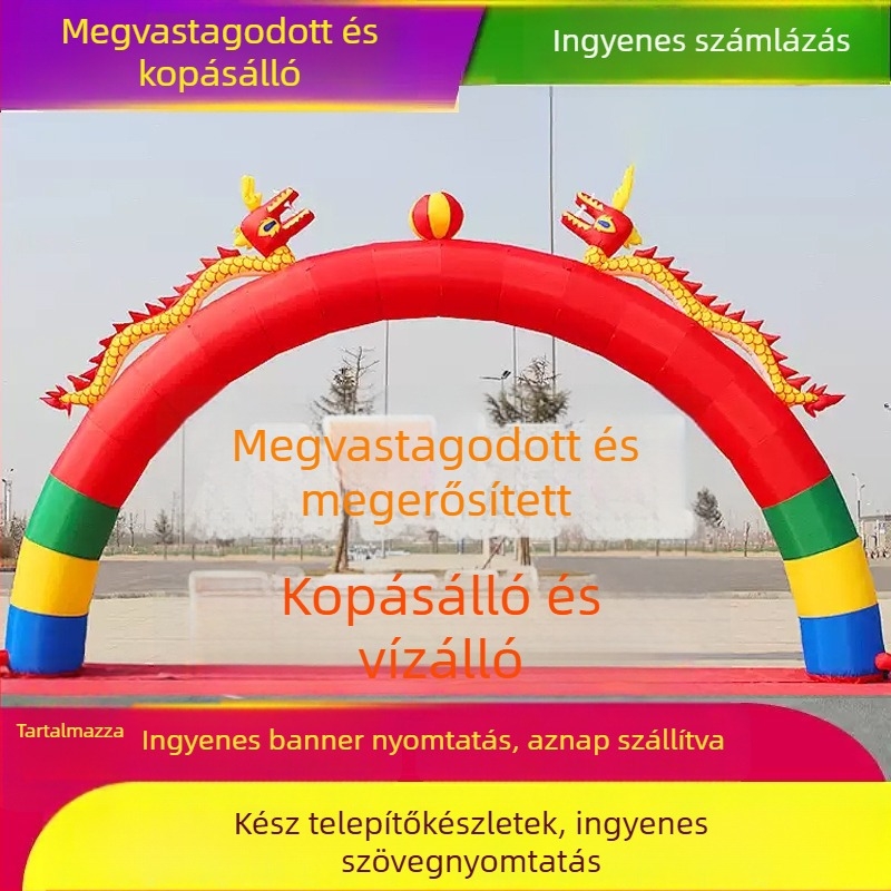 Felfújható esküvői ív kettős sárkánnyal, sárkány és főnix motívum, Oxford szövet, testre szabható Bangchuang