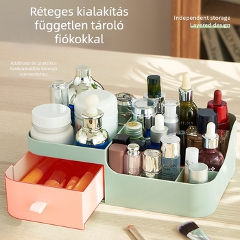 Egyfiókos asztali tárolóedény, PP műanyagból, 3 L kapacitású, ideális íróasztalhoz, irodai és kozmetikai tároláshoz