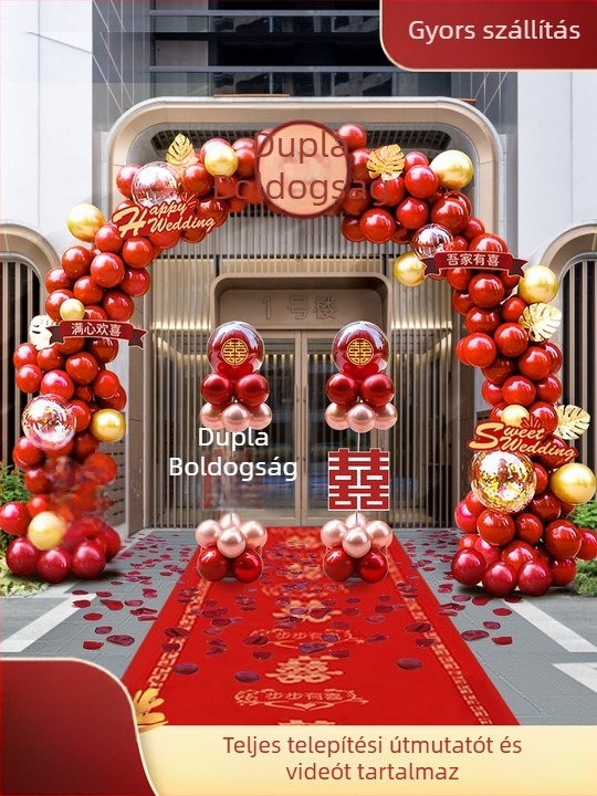 Esküvői kültéri ballonív készlet - 2 luxus útmutatóval, műanyag lufikkal, kerek ív
