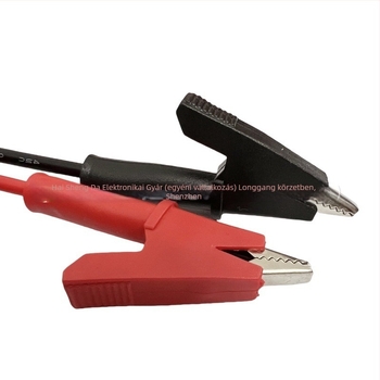 Kettős fejű aligátor csipeszes tesztvezeték, 103 cm hosszú, PVC szigetelt vezeték, áramforrás-tesztre