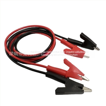 Kettős fejű aligátor csipeszes tesztvezeték, 103 cm hosszú, PVC szigetelt vezeték, áramforrás-tesztre
