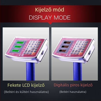 Kereskedelmi célú elektronikus mérleg, 300 kg kapacitás, összecsukható platform, újratölthető akkumulátor, pontos mérés