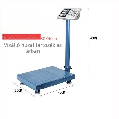 Kereskedelmi célú elektronikus mérleg, 300 kg kapacitás, összecsukható platform, újratölthető akkumulátor, pontos mérés