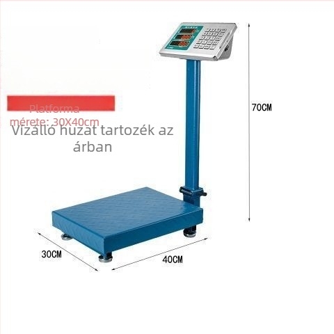 Kereskedelmi célú elektronikus mérleg, 300 kg kapacitás, összecsukható platform, újratölthető akkumulátor, pontos mérés
