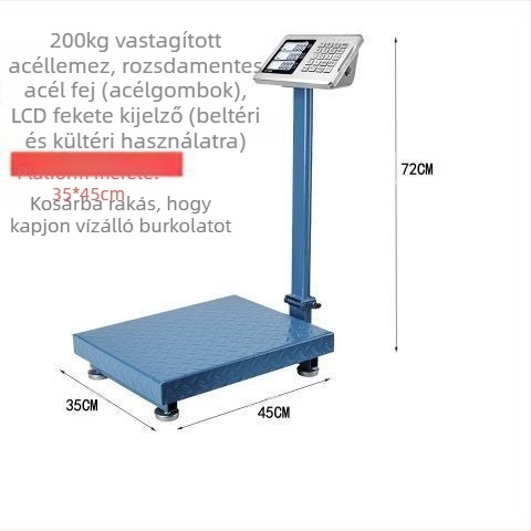 Kereskedelmi célú elektronikus mérleg, 300 kg kapacitás, összecsukható platform, újratölthető akkumulátor, pontos mérés