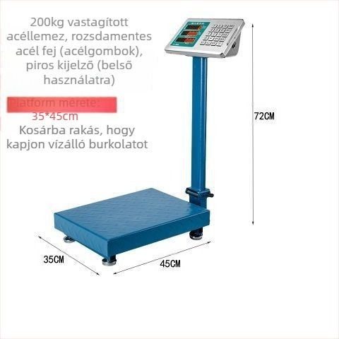 Kereskedelmi célú elektronikus mérleg, 300 kg kapacitás, összecsukható platform, újratölthető akkumulátor, pontos mérés