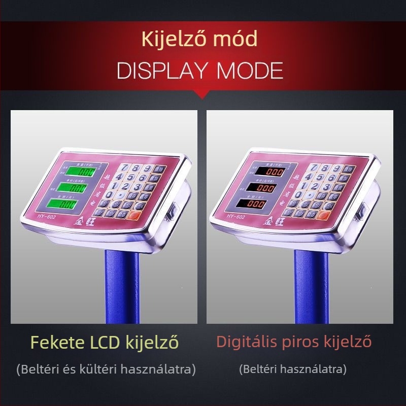 Kereskedelmi célú elektronikus mérleg, 300 kg kapacitás, összecsukható platform, újratölthető akkumulátor, pontos mérés