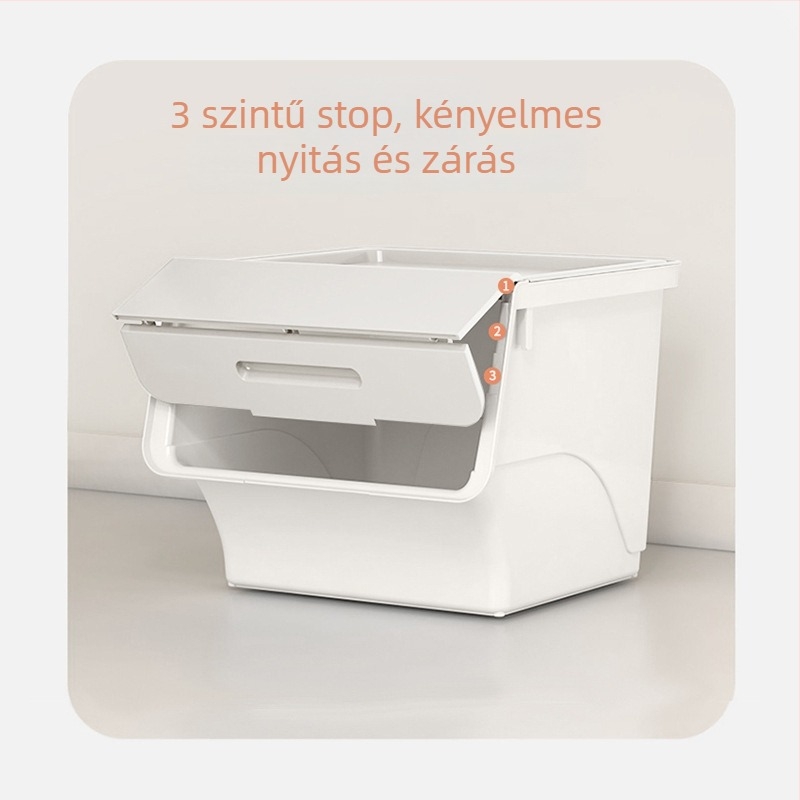 Stackelhető víziló-stílusú tároló doboz hálószobába, műanyag, többfunkciós, porálló, 30–40 L kapacitás