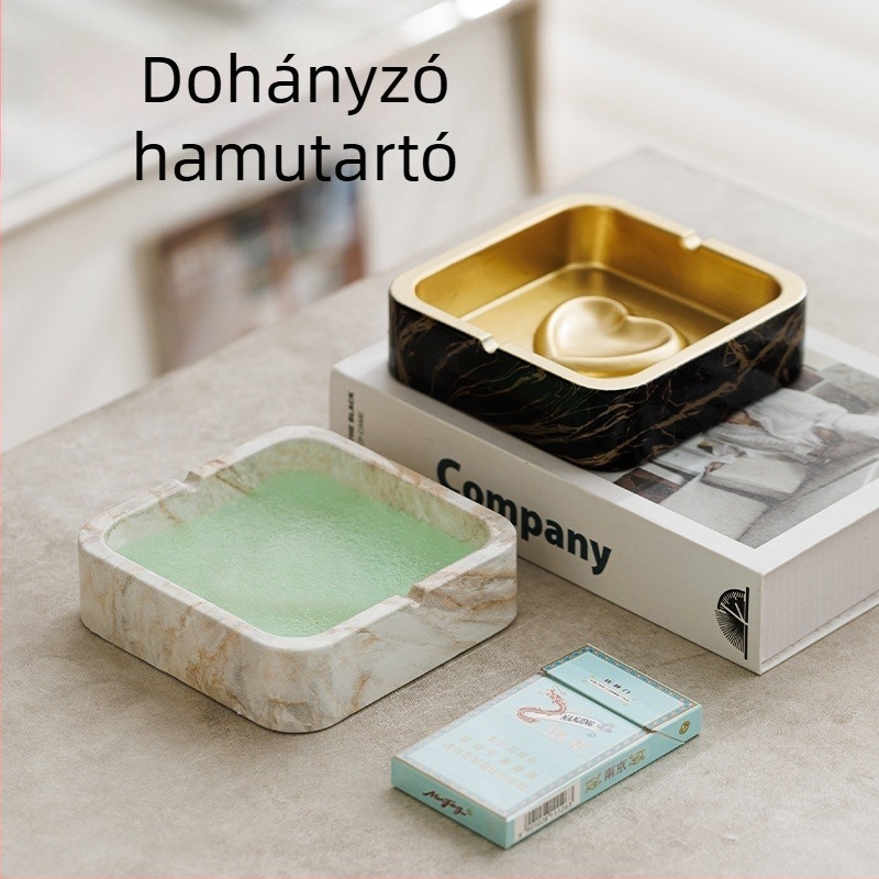 Négyzet alakú kerámia hamutartó INS-stílusban, otthonra és KTV-hez, tárolóval és logónyomtatás lehetőségével