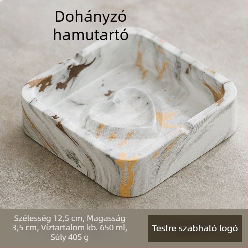 Négyzet alakú kerámia hamutartó INS-stílusban, otthonra és KTV-hez, tárolóval és logónyomtatás lehetőségével