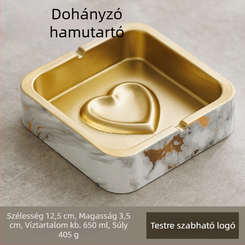 Négyzet alakú kerámia hamutartó INS-stílusban, otthonra és KTV-hez, tárolóval és logónyomtatás lehetőségével
