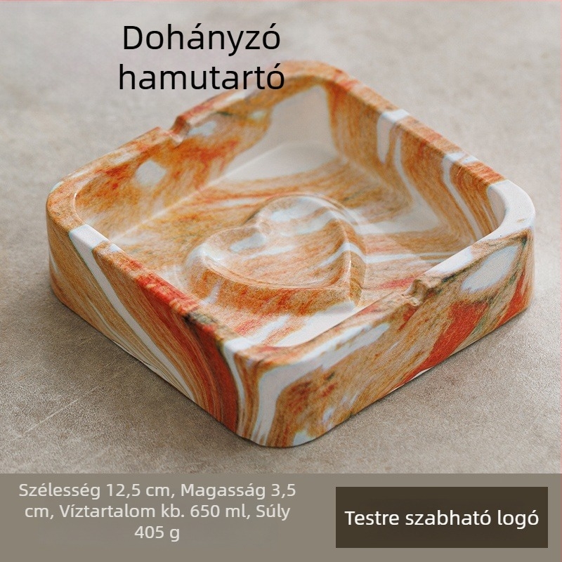Négyzet alakú kerámia hamutartó INS-stílusban, otthonra és KTV-hez, tárolóval és logónyomtatás lehetőségével