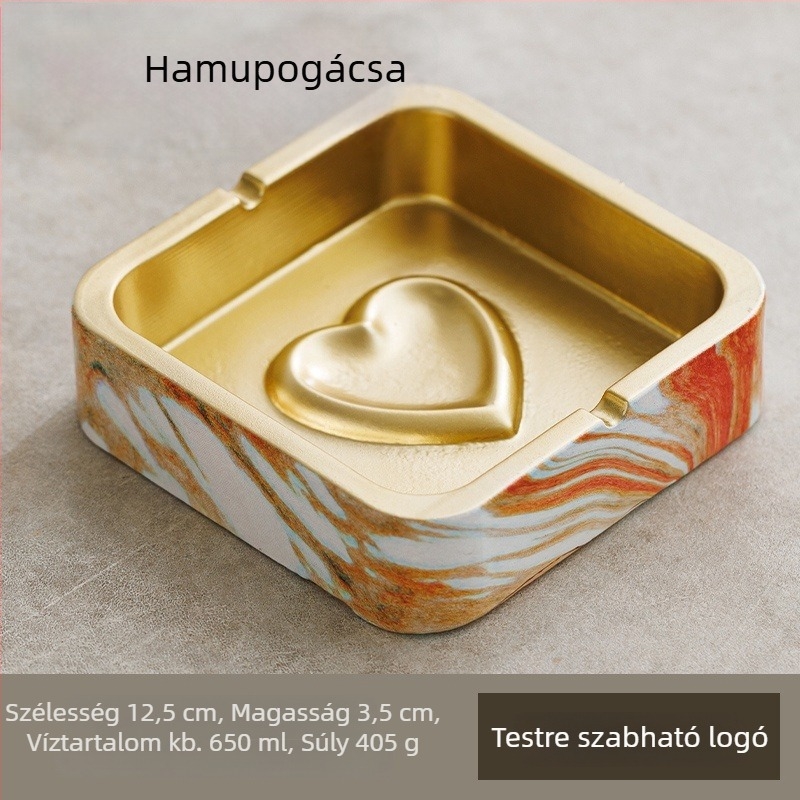 Négyzet alakú kerámia hamutartó INS-stílusban, otthonra és KTV-hez, tárolóval és logónyomtatás lehetőségével