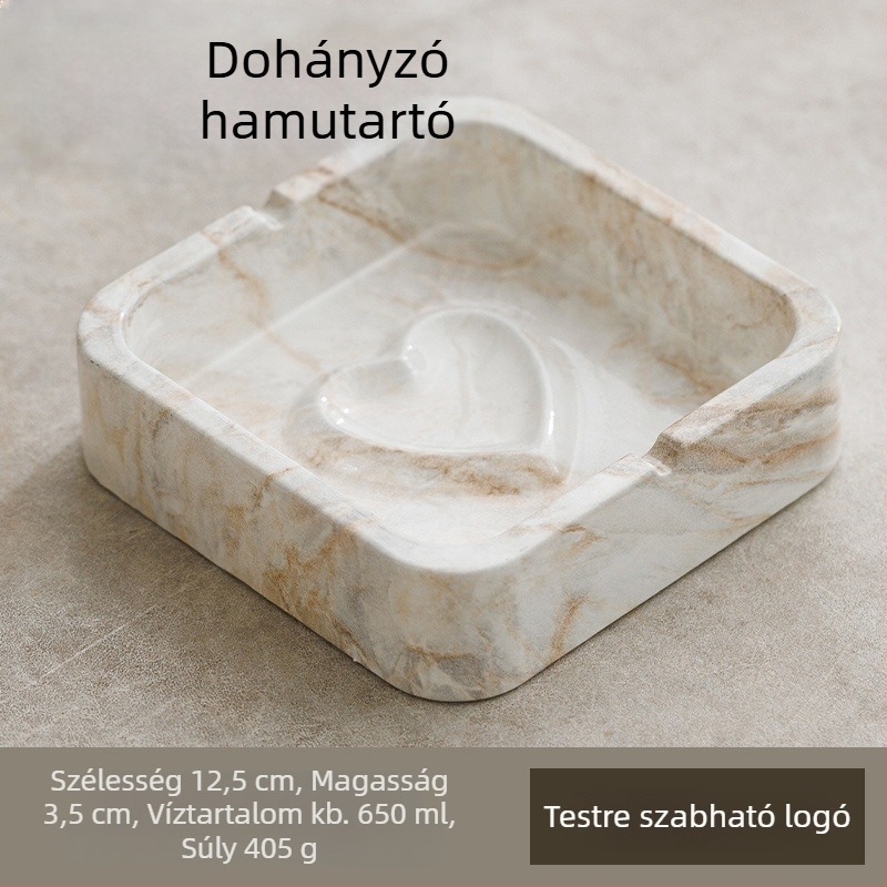 Négyzet alakú kerámia hamutartó INS-stílusban, otthonra és KTV-hez, tárolóval és logónyomtatás lehetőségével