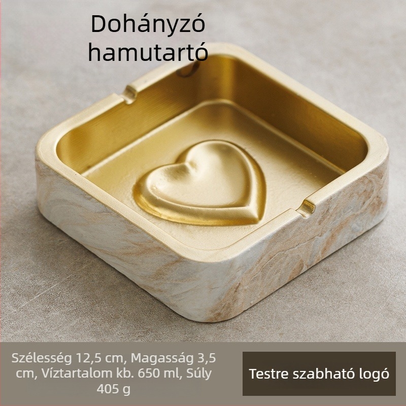 Négyzet alakú kerámia hamutartó INS-stílusban, otthonra és KTV-hez, tárolóval és logónyomtatás lehetőségével
