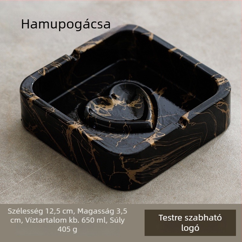 Négyzet alakú kerámia hamutartó INS-stílusban, otthonra és KTV-hez, tárolóval és logónyomtatás lehetőségével