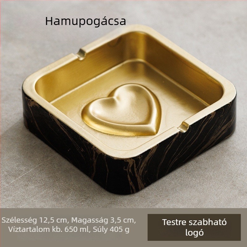 Négyzet alakú kerámia hamutartó INS-stílusban, otthonra és KTV-hez, tárolóval és logónyomtatás lehetőségével