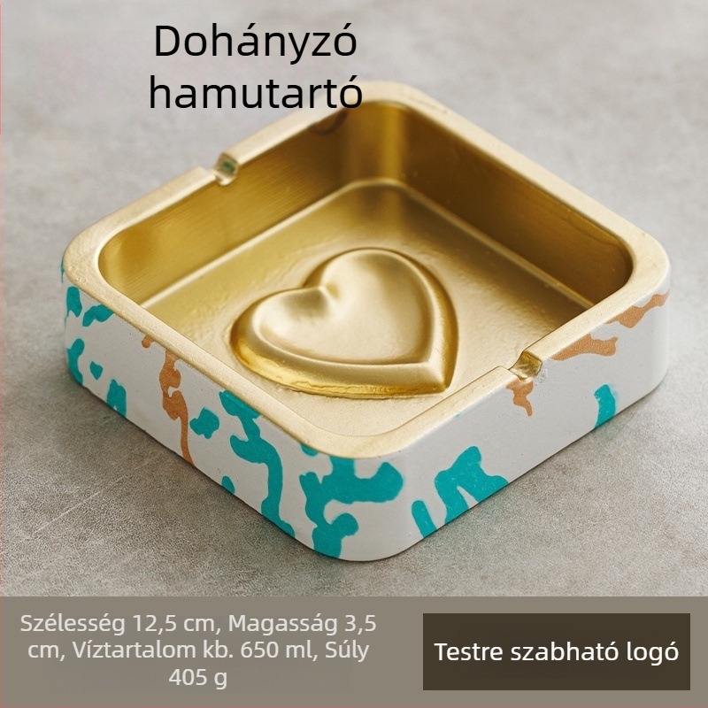 Négyzet alakú kerámia hamutartó INS-stílusban, otthonra és KTV-hez, tárolóval és logónyomtatás lehetőségével